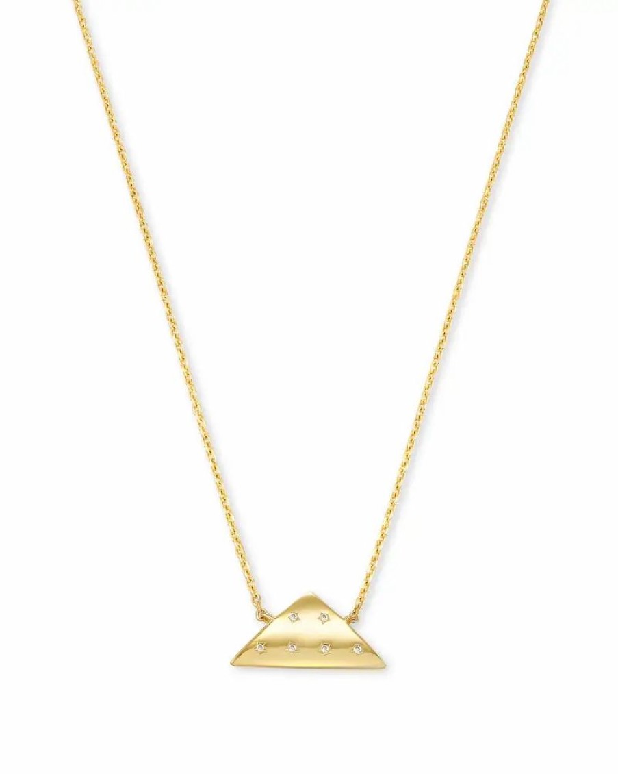 * Kendra Scott Folds Of Honor 14K Gold Pendant Necklace In White Diamond | Necklaces