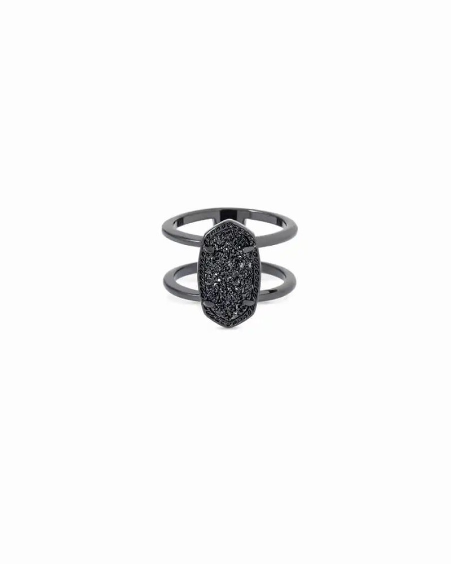 * Kendra Scott Elyse Gunmetal Ring In Black Drusy | Rings