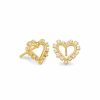 * Kendra Scott Ari Heart Gold Stud Earrings In White Crystal | Earrings