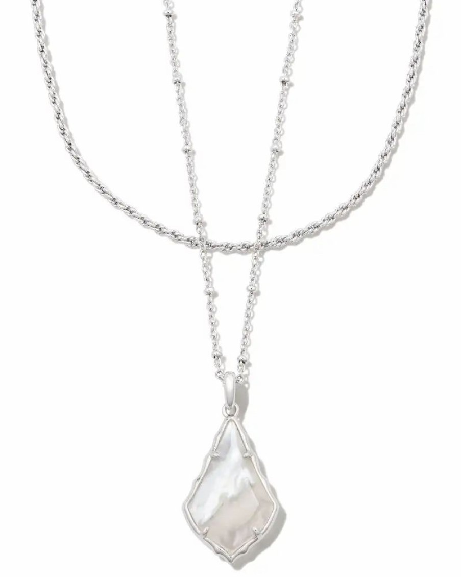 * Kendra Scott Faceted Alex Silver Convertible Necklace In Ivory Illusion | Necklaces