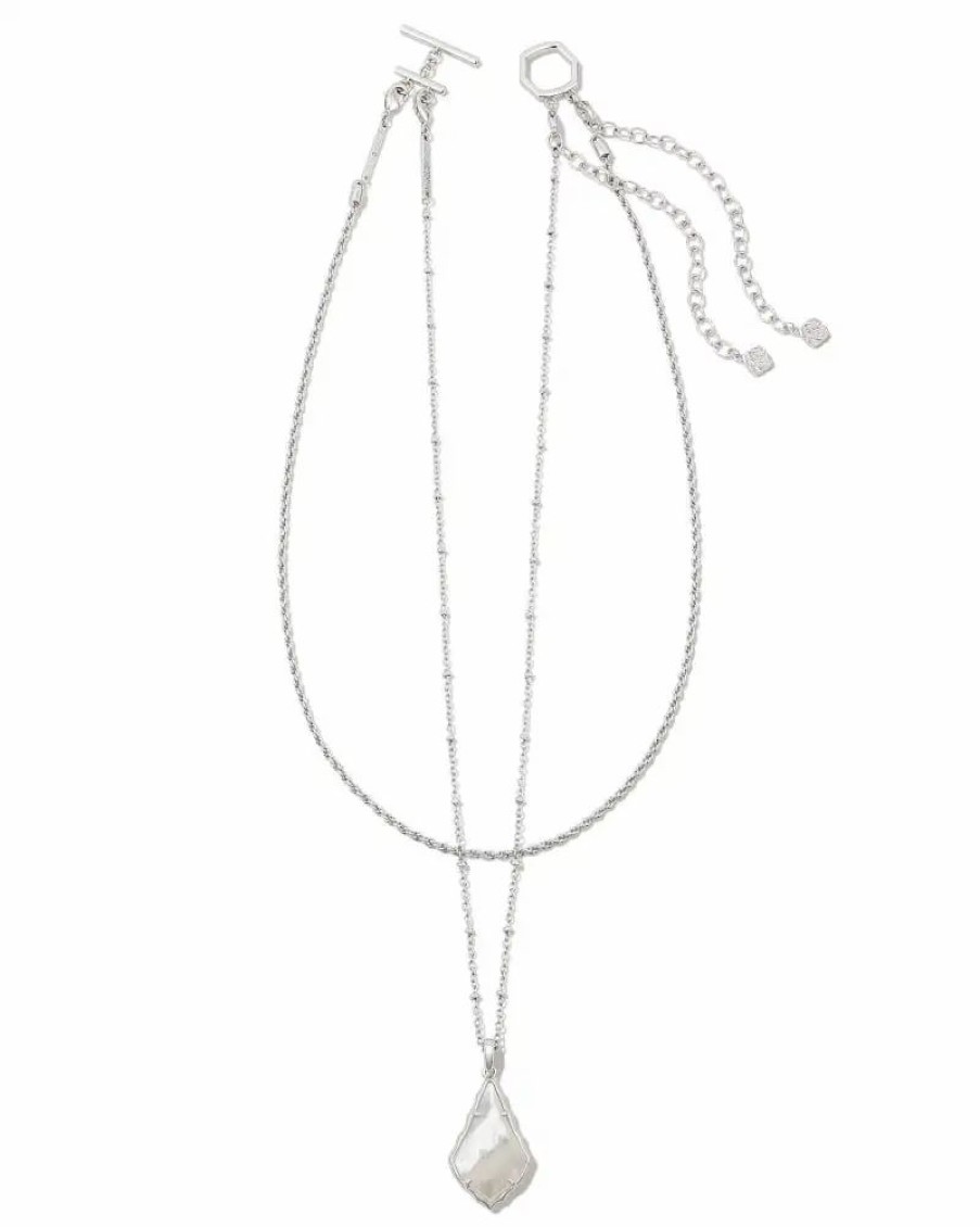 * Kendra Scott Faceted Alex Silver Convertible Necklace In Ivory Illusion | Necklaces