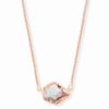 * Kendra Scott Tess Rose Gold Pendant Necklace In Dichroic Glass | Necklaces