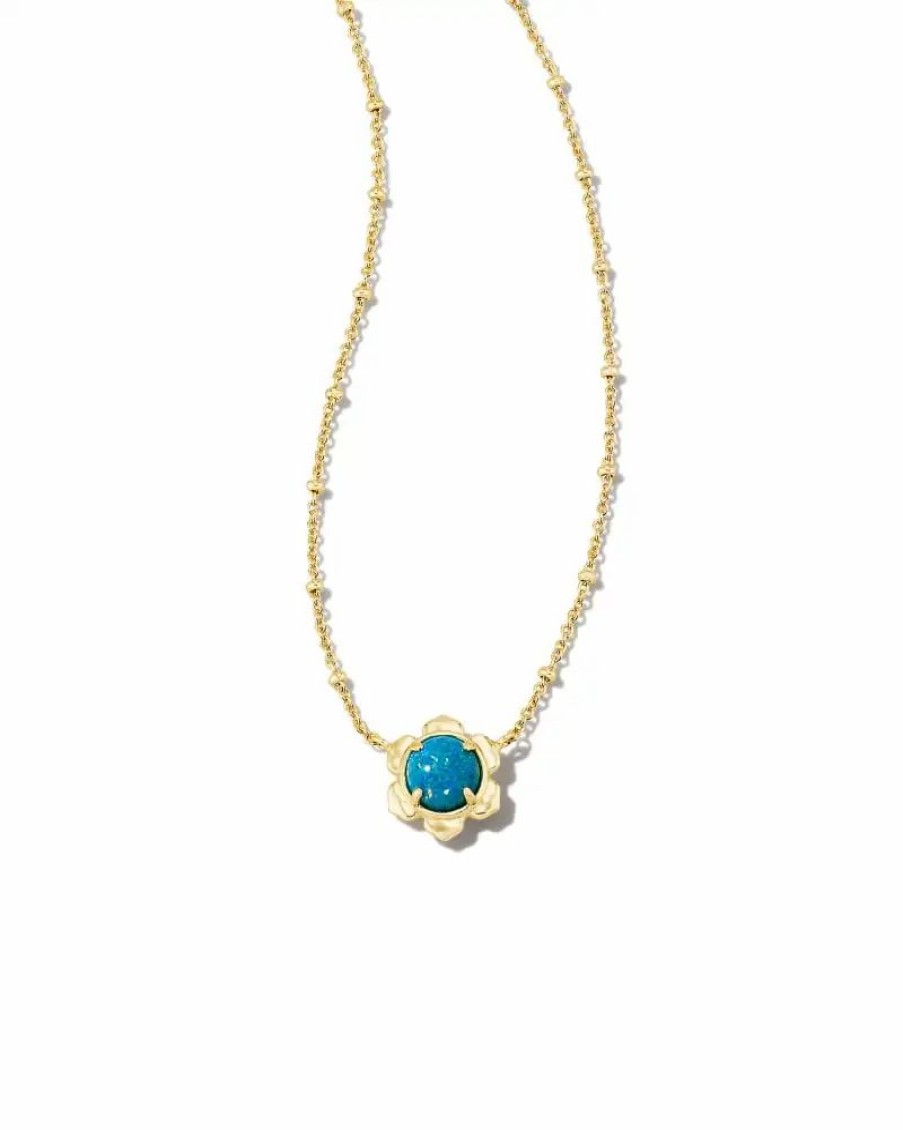 * Kendra Scott Susie Gold Short Pendant Necklace In Marine Kyocera Opal | Necklaces