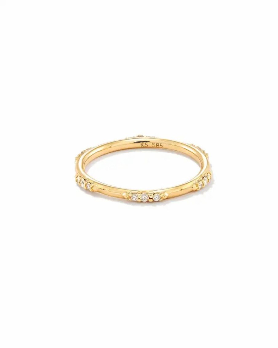 * Kendra Scott Posey 14K Yellow Gold Band Ring In White Diamonds | Rings