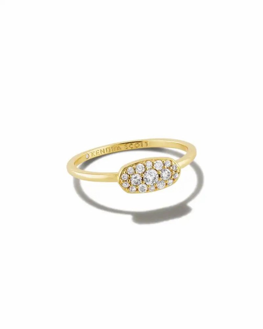 * Kendra Scott Grayson Gold Band Ring In White Crystal | Rings