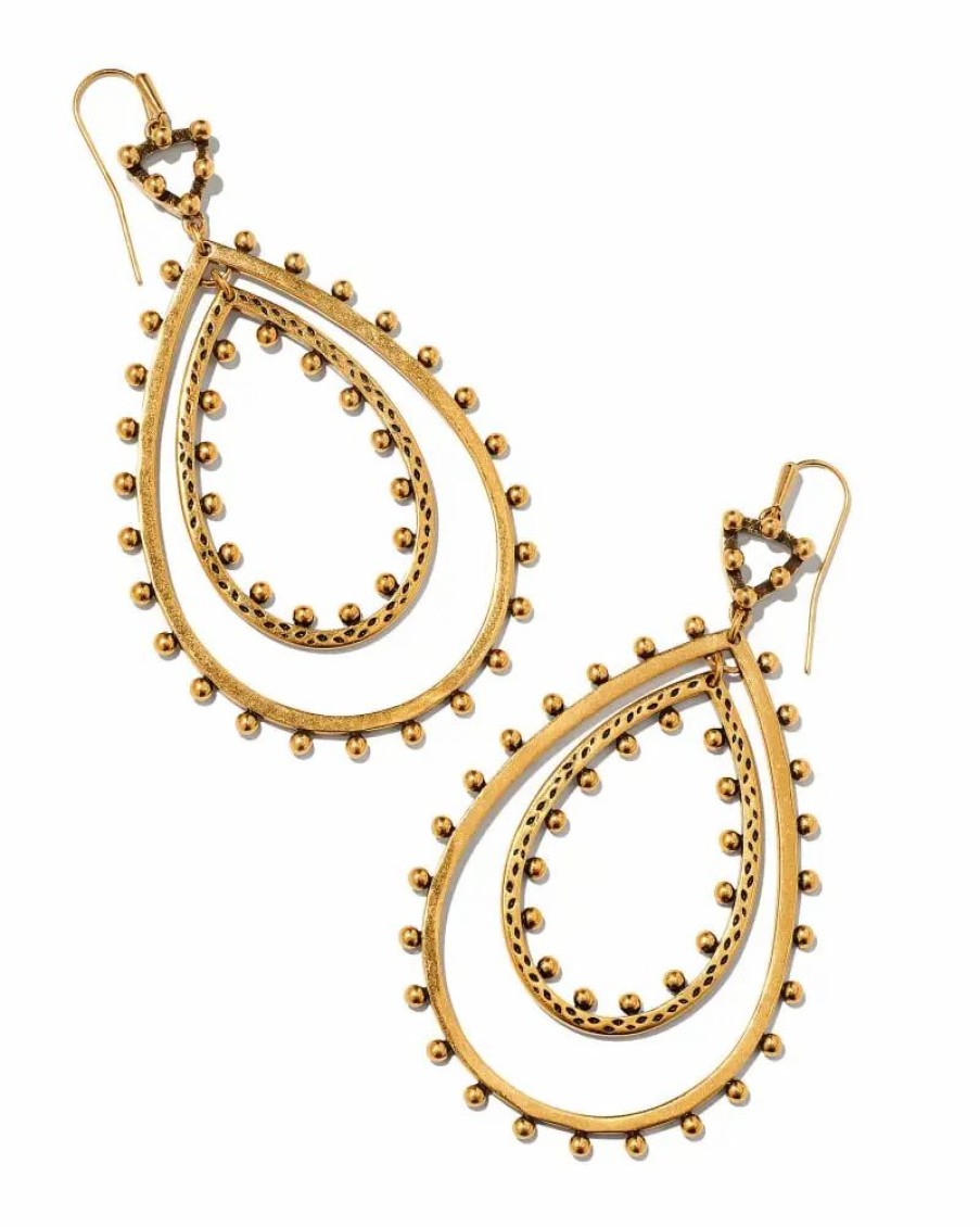 * Kendra Scott Rumer Open Frame Earrings In Vintage Gold | Earrings