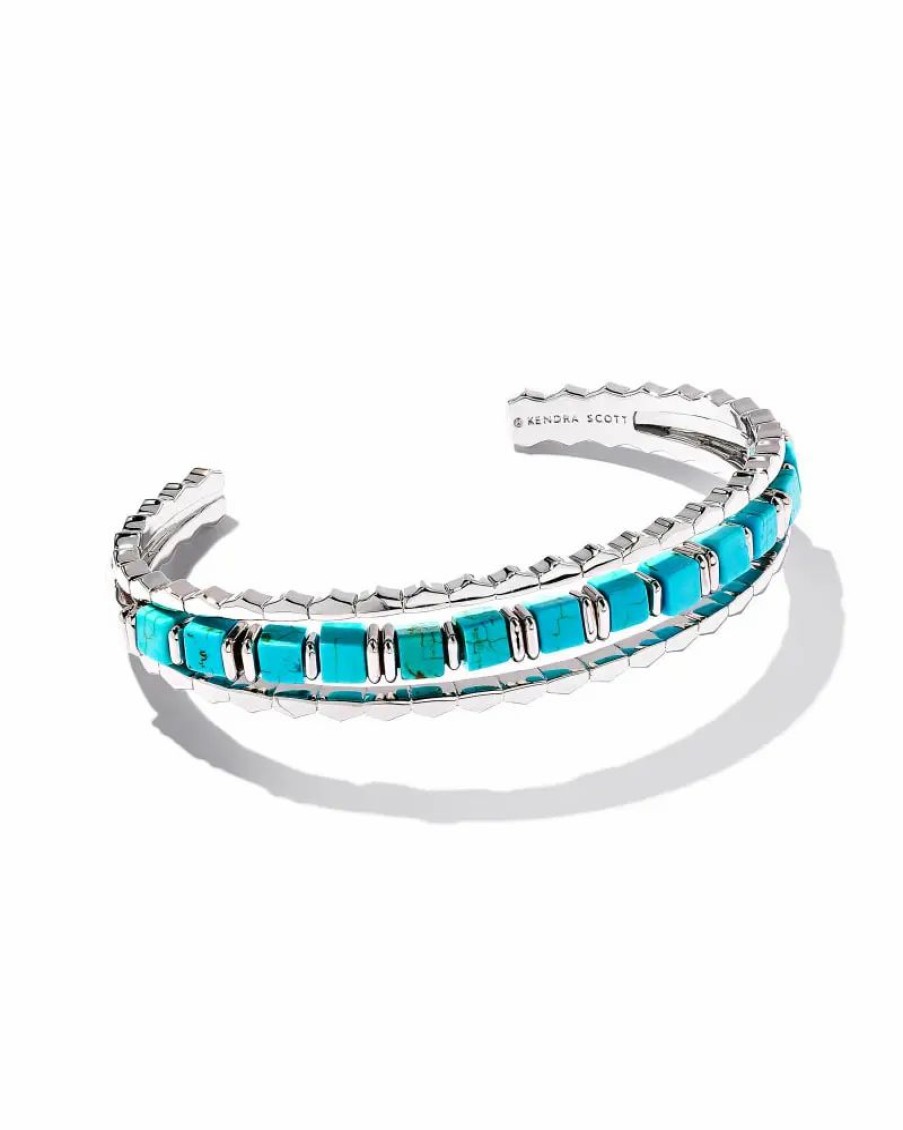 * Kendra Scott Ember Silver Triple Cuff Bracelet In Variegated Turquoise Magnesite | Bracelets