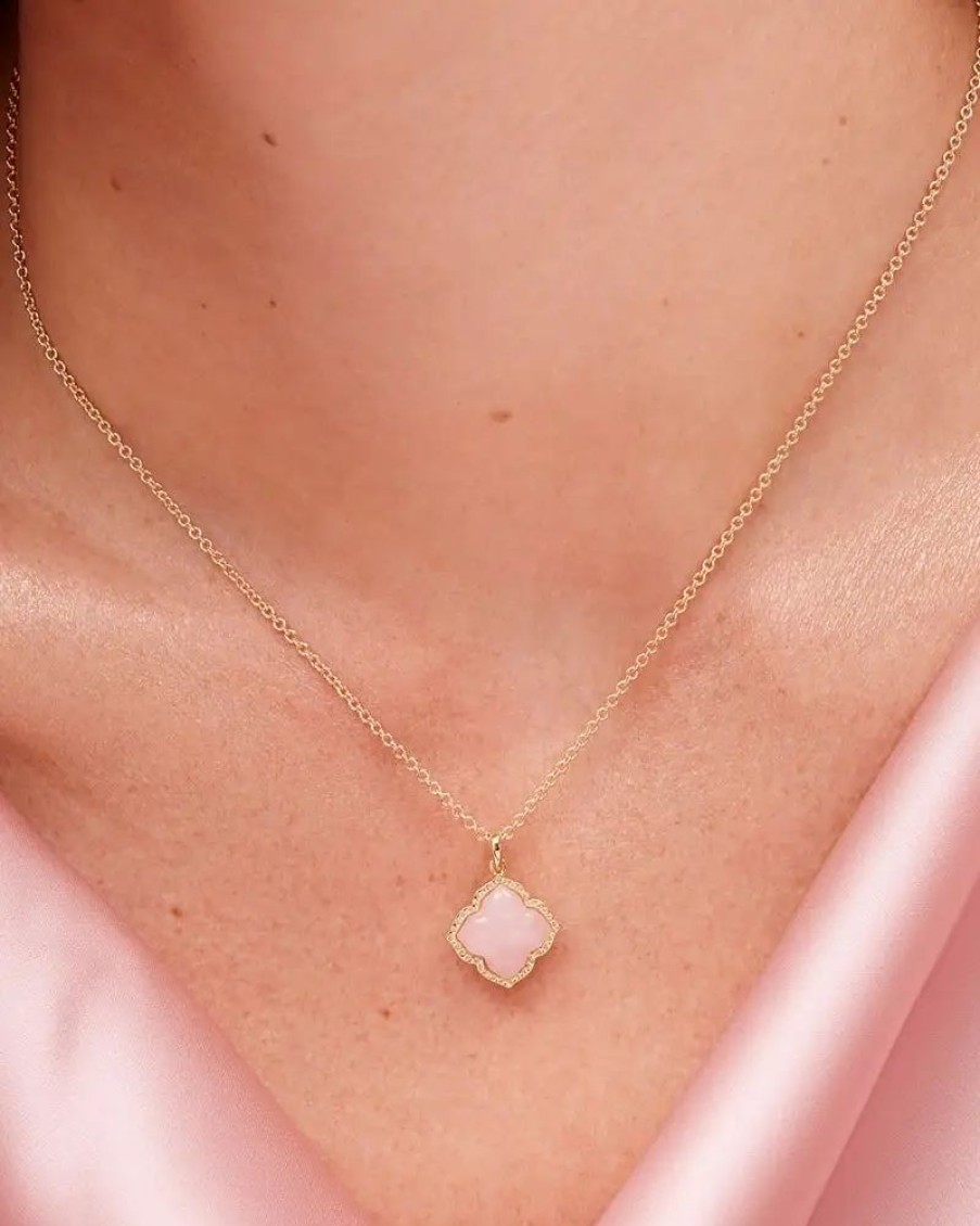 * Kendra Scott Mallory Gold Pendant Necklace In Rose Quartz | Necklaces