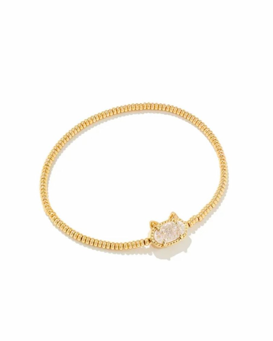 * Kendra Scott Grayson Gold Cat Stretch Bracelet In Iridescent Drusy | Bracelets