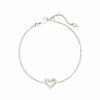 * Kendra Scott Ari Heart Silver Chain Bracelet In Ivory Mother-Of-Pearl | Bracelets