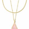 * Kendra Scott Faceted Alex Gold Convertible Necklace In Rose Quartz | Necklaces