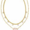 * Kendra Scott Framed Elisa Gold Multi Strand Necklace In Pink Opalite Illusion | Necklaces