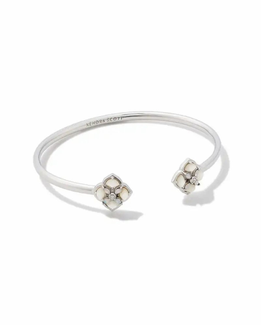 * Kendra Scott Dira Stone Silver Cuff Bracelet In Ivory Mix | Bracelets