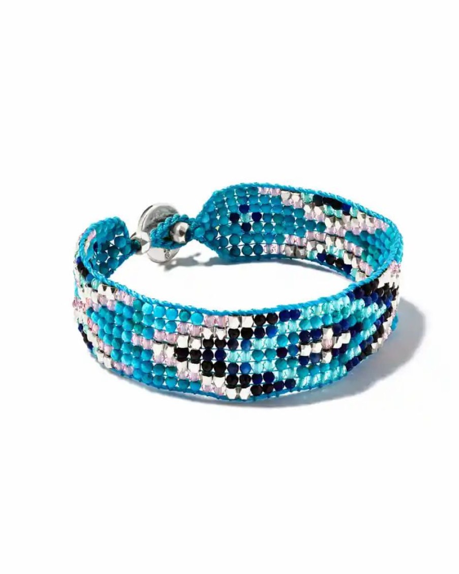 * Kendra Scott Britt Silver Beaded Bracelet In Turquoise Mix | Bracelets