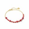 * Kendra Scott Jovie Gold Beaded Delicate Chain Bracelet In Bronze Veined Red And Fuchsia Magnesite | Bracelets