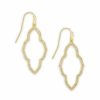 * Kendra Scott Abbie Gold Small Open Frame Earrings In White Crystal | Earrings