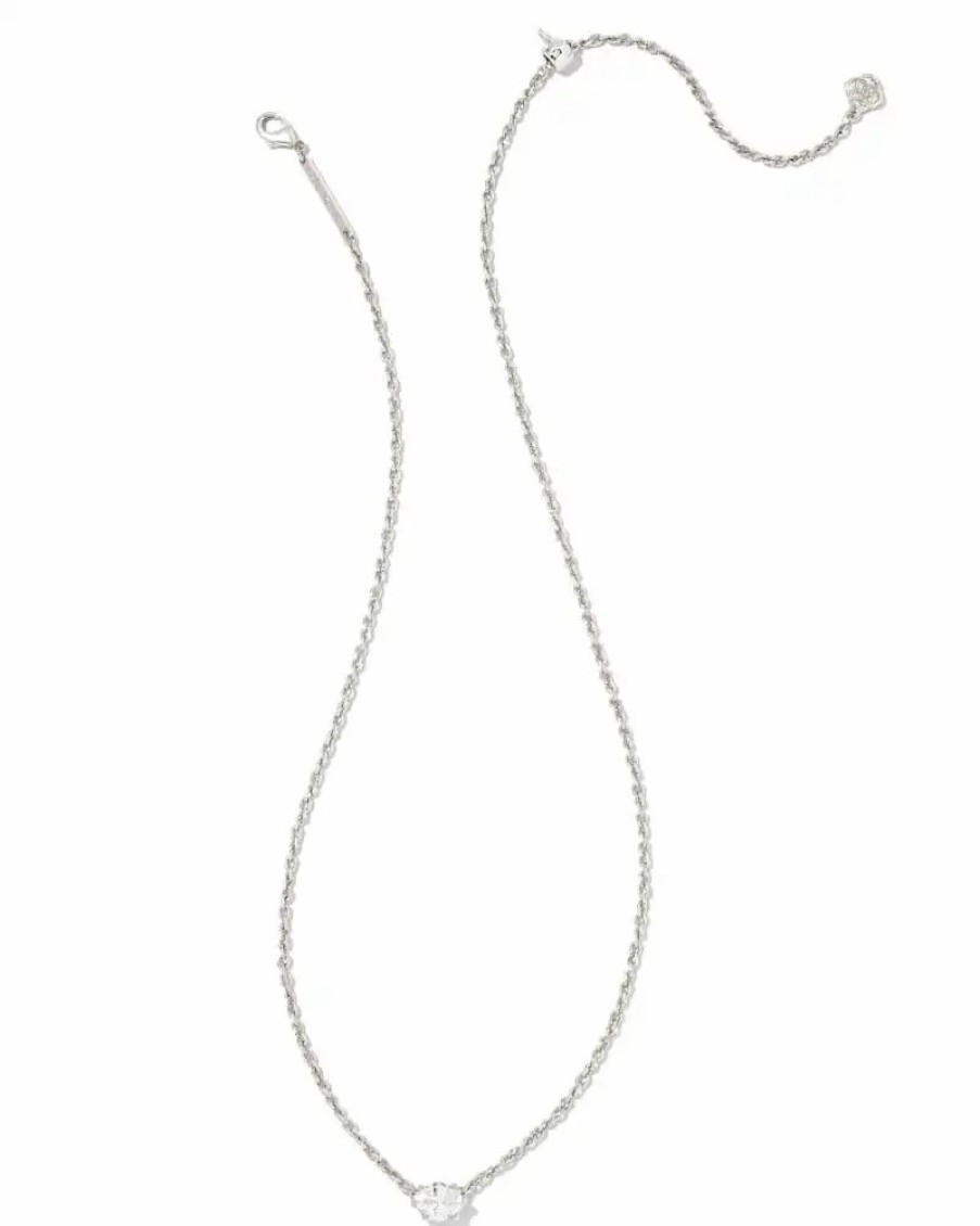 * Kendra Scott Cailin Silver Pendant Necklace In White Crystal | Necklaces