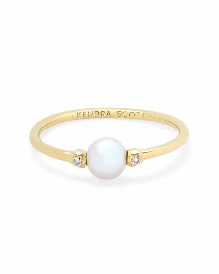 * Kendra Scott Cathleen 14K Yellow Gold Band Ring In Pearl | Rings