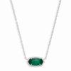 * Kendra Scott Elisa Silver Pendant Necklace In Emerald Cat'S Eye | Necklaces