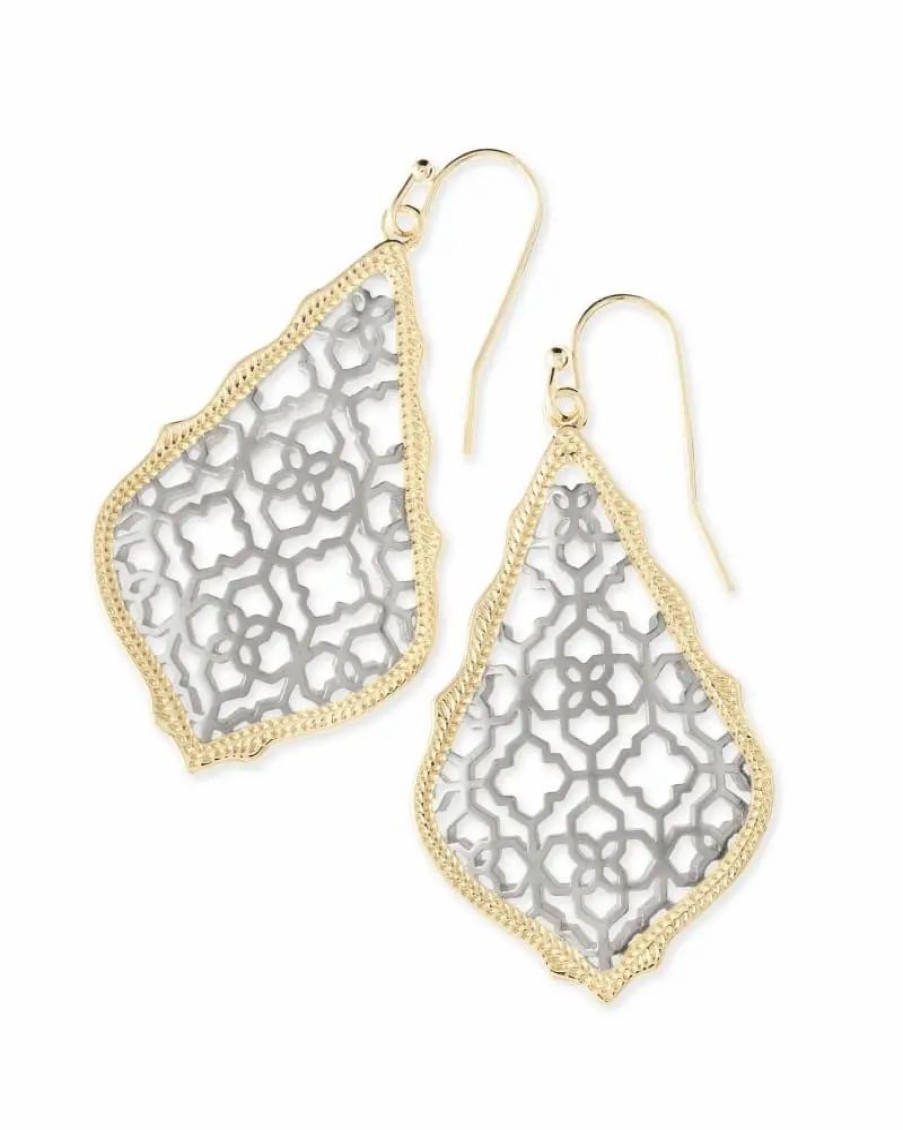 * Kendra Scott Addie Gold Drop Earrings In Silver Filigree Mix | Earrings