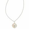 * Kendra Scott Letter V Silver Disc Reversible Pendant Necklace In Iridescent Abalone | Necklaces