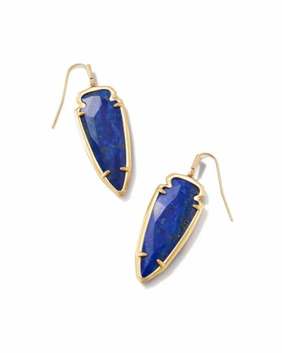 * Kendra Scott Skylar Vintage Gold Drop Earrings In Blue Lapis | Earrings