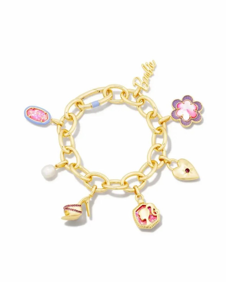 * Barbie X Kendra Scott Gold Charm Bracelet In Pink Mix | Bracelets