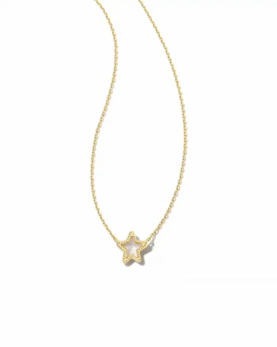 * Kendra Scott Jae Gold Star Small Short Pendant Necklace In Ivory Mother-Of-Pearl | Necklaces