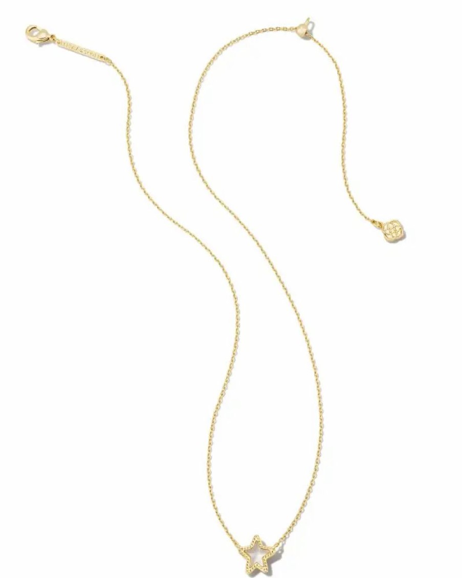 * Kendra Scott Jae Gold Star Small Short Pendant Necklace In Ivory Mother-Of-Pearl | Necklaces