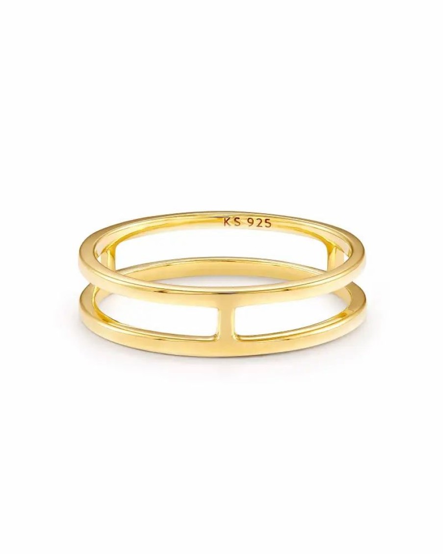 * Kendra Scott Bennett Double Band Ring In 18K Yellow Gold Vermeil | Rings