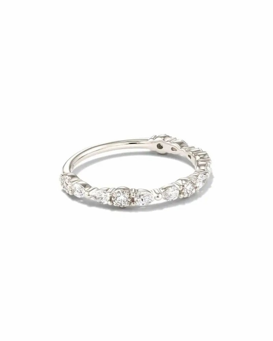 * Kendra Scott Melanie 14K White Gold Band Ring In White Diamond | Rings