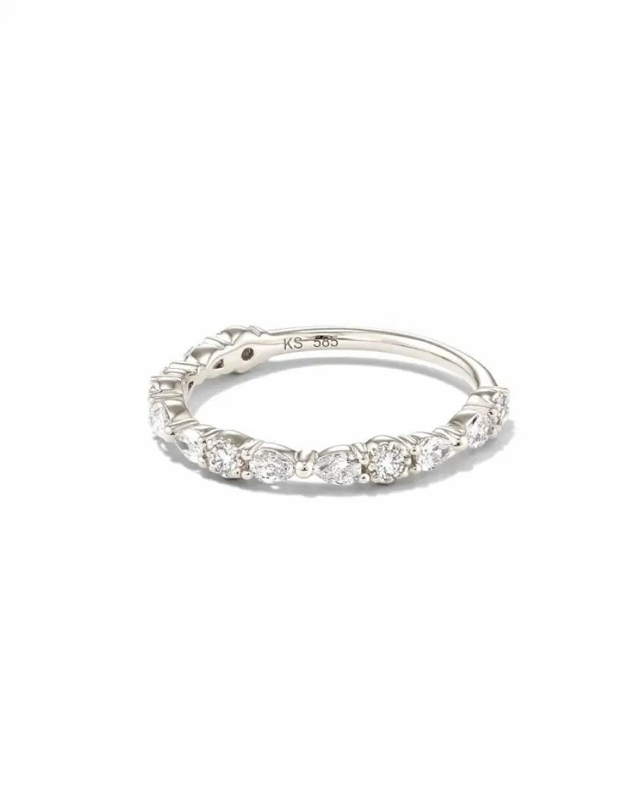 * Kendra Scott Melanie 14K White Gold Band Ring In White Diamond | Rings