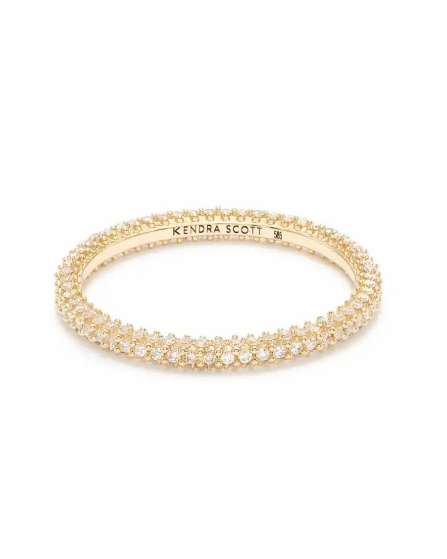 * Kendra Scott Remi 14K Yellow Gold Band Ring In White Diamonds | Rings